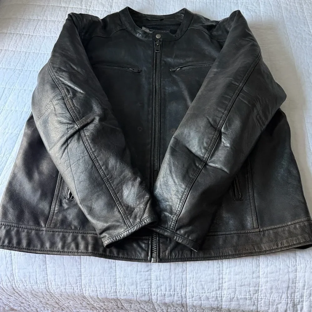 First Classics Men’s Black Leather Motorcycle Jacket XXL Authentic Riding Gear